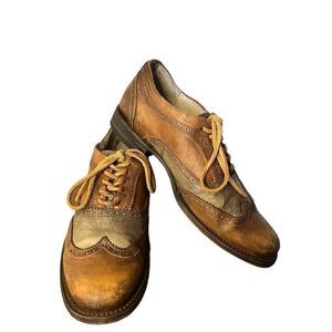 FREEBIRD FELIX Men's Wingtip Oxford Shoes Brown Green Distressed Leather Size 12